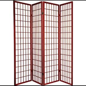4 Panel Screen Room Divider Cherry Finish